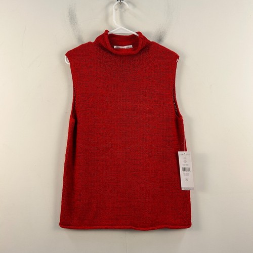 Josephine Chaus Women XL Sweater Tank Top Red Knit Sleeveless Pullover 20741