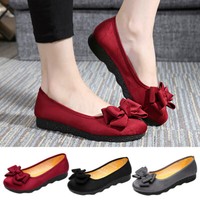 Womens Ballerina Dolly Pumps Ballet Flats Bow Slip On Ladies Casual Shoes Size