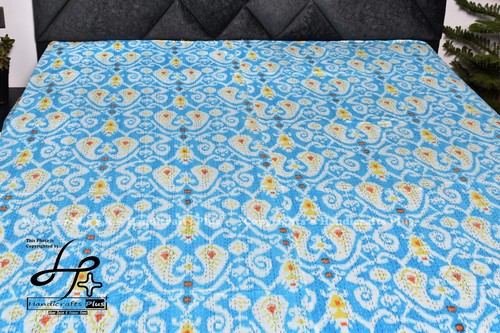 100% Cotton Kantha Bedspread Indian Home décor Gudari Multicolor Queen Coverlets - Picture 6 of 27