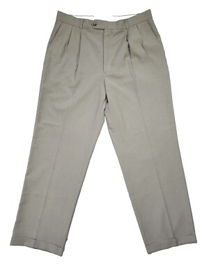 Glen Oaks Trousers Mens Size W36 Brown Pleated Front Cuffed Pants Legs NWT