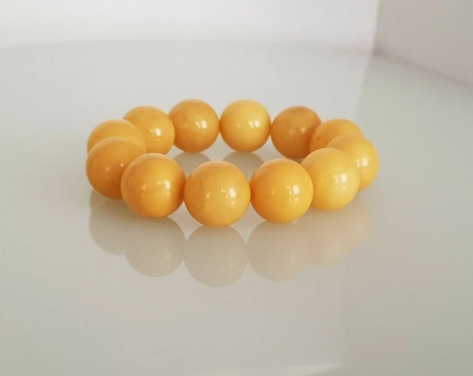 Bernstein Armband 45 gr. 12 Kugeln 19mm. 黃色奶油糖琥珀 Amber - Bild 3 von 4