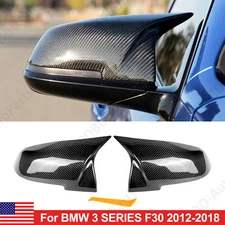 2x Carbon Fiber Side Mirror Cover Caps For BMW 3 Series F30 F31 320i 328i 12-18