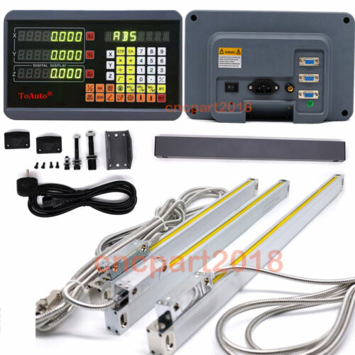 2/3Axis Digital Readout Kit DRO Display 5µm Linear Scale Sensor Mill Lathe - Afbeelding 1 van 46