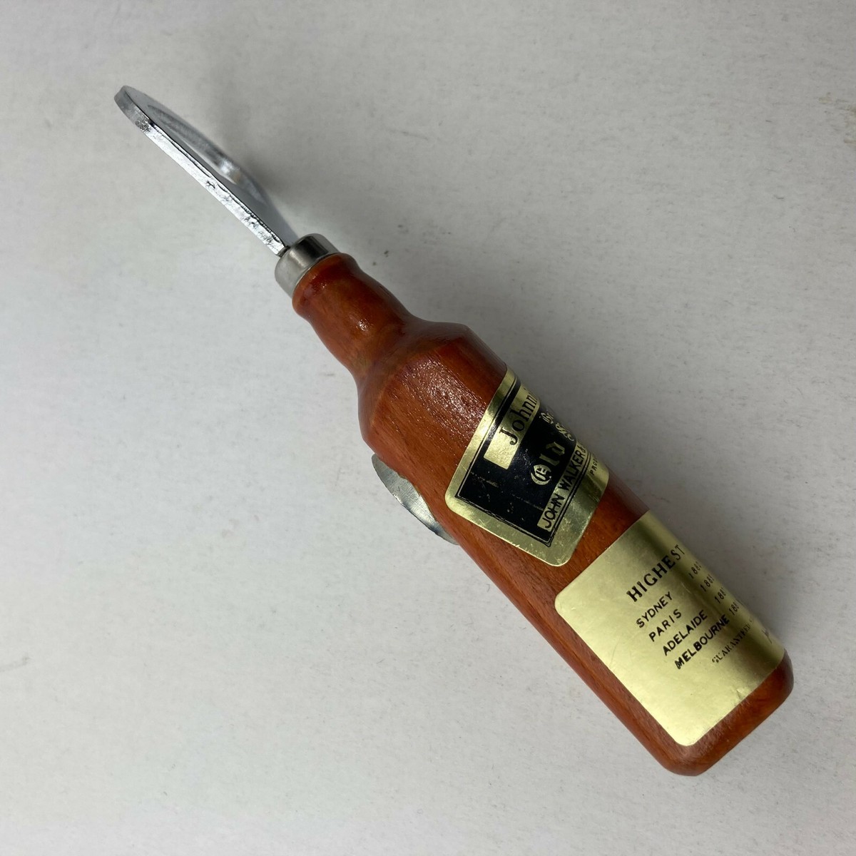 Vintage Johnnie Walker Novelty Wood Bar Bottle Opener w
