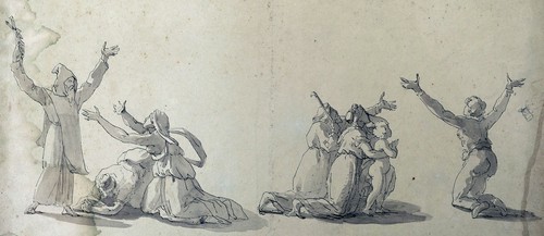 Tuschzeichnung laviert um 1800 Adoration Skizzen eines unerkannten Meisters - Bild 4 von 4
