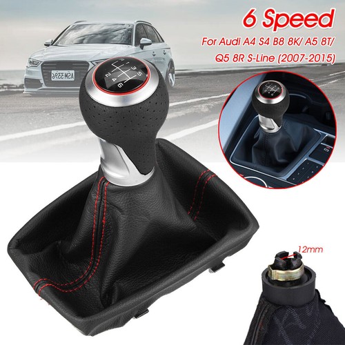 6 Speed Gear Stick Shift Knob Leather Boot For Audi A4 S4 B8 8K 2007-2015 - Picture 4 of 10