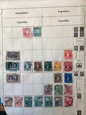 * South America , Argentina stamps 23 . Vintage Stamps on Original Album Paper