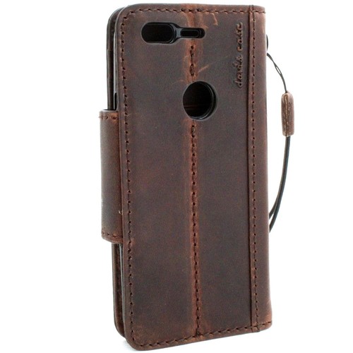 genuine leather case for Google Pixel book cards wallet cover magnet brown new R - Picture 7 of 7