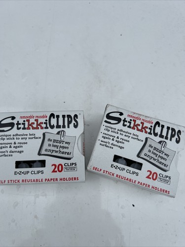 Menge 2 Schachteln StikkiClips 01220 weiß klebrig Kunststoff selbstklebend Rückenclip 20/Box - Bild 3 von 5