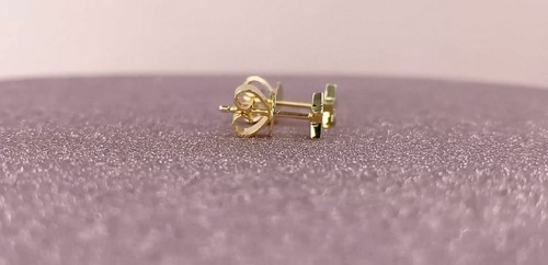 14K White Gold Diamond Star Stud Earrings Round Cut Bezel Set 0.06CT Natural - Picture 4 of 4