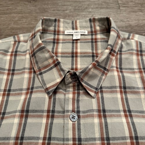 James Perse Shirt Mens 4 XL Plaid Button Up Long Sleeve Preppy Cotton Casual - Picture 3 of 8