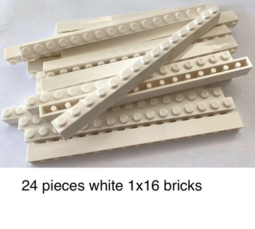Lego 24 Pieces White 1x16 Brick / Bulk City / Friends Building Bricks Part - Picture 2 of 2