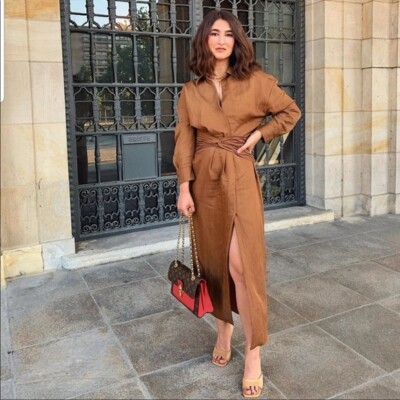 brown slim fit dress pants Caramel Canvas Suspender Dress main image 1