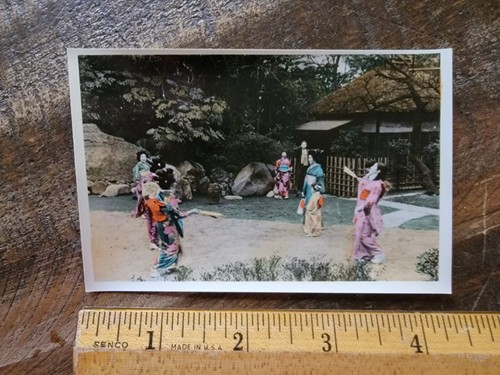 Custom Of Japan 1940's Hand Coloured Souvenir Photos-Shuttlecock-Shinto Festival - Picture 7 of 11