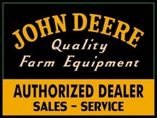 John Deere Farm Equipment Sales & Service Metal Sign: 9x12" & Ships Free