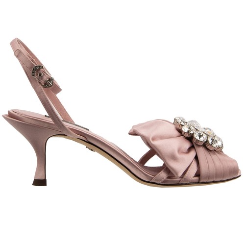 DOLCE & GABBANA Crystal Ribbon Brooch Sandals Heels Pumps KEIRA Pink 13394 - Picture 3 of 7