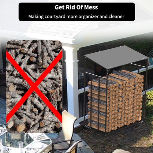 6/8ft Large Metal Firewood Storage Rack Logs Holder Fire Log Wood Store Outdoor - Picture 7 of 23