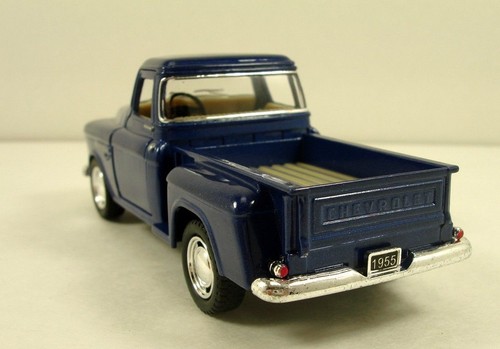 5" Kinsmart 1955 Chevy Stepside 3100 Pick Up 1:32 Diecast Little Blue Truck Toy - Picture 4 of 4