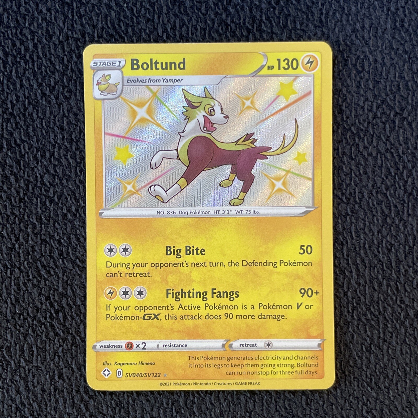 Boltund SV040/SV122 - Shining Fates - Shiny Holo Rare - Pokemon Card TCG -NM