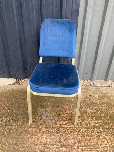 Vintage Burgess Aluminium Frame Kitchen Dining Chair Blue Velvet Seat & Back - 第 2/10 張圖片