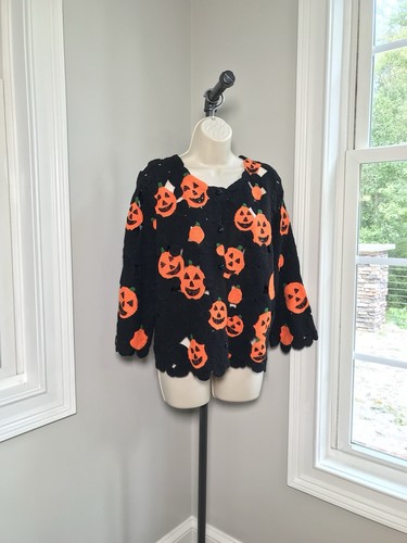 RARE Michael Simon Crochet Halloween Cardigan - Women’s Medium - Picture 6 of 8