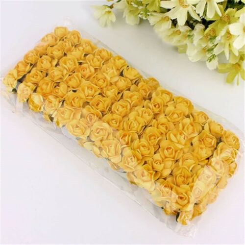 144Pc Mini Artificial Flowers Bouquet Small Paper Rose Heads Wedding Party Decor - Picture 11 of 18