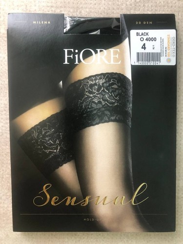 Fiore Millena silicone based women's elegant stockings with a floral pattern 20D - Picture 3 of 44