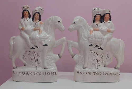 ANTIQUE.PAIR OF STAFFORDSHIRE FLAT BACK FIGURINES. - 第 1/13 張圖片