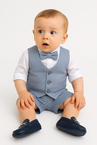 Sirri Baby & Boys Cotton Linen Waistcoat Shorts Suit 4 Piece Set Newborn - Age 8 - 第 6/50 張圖片