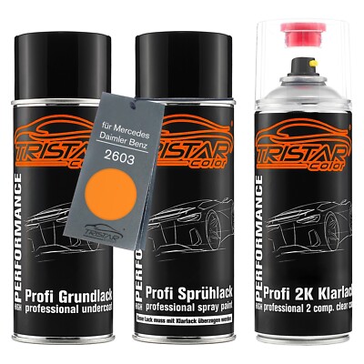 Autolack 2K Spraydosen Set für Mercedes Daimler Benz 2603 Tieforange Deep Orange