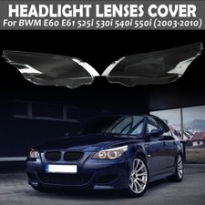 Par Para BMW E60 E61 520i 525i 530i 545i Transparente Faro Lente Cubierta Lámpara Pantalla