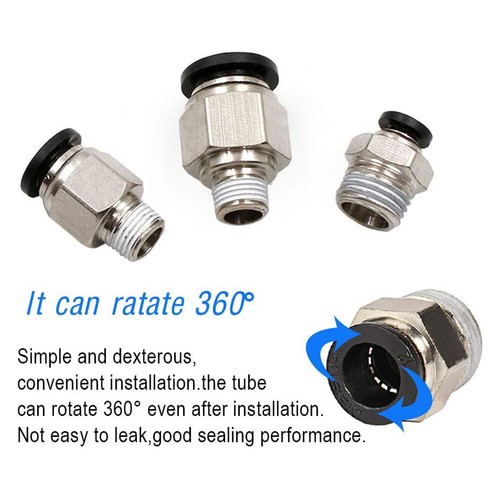 1/4" OD Tube X 1/4" NPT Pneumatic Fitting, Push to Connect Air Fitting (Qty 10) - Picture 5 of 9