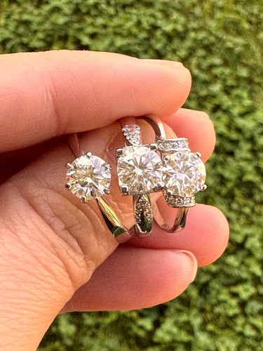 Clearance 3 Size 8.25 Moissanite 1 CT Sterling Silver Daily Ring Lot Estate GRA