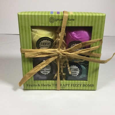 New Ginger Lily Farm's Botanicals Fruits & Herbs Therapy Fizzy Bath Bombs NIB