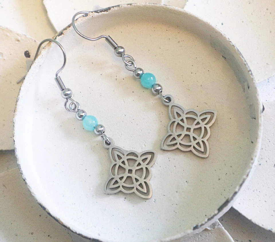 Pendientes Nudo de Bruja - Nudo de Bruja con tu Elección de Piedras Preciosas - Wicca Pagana Foto 3 de 4