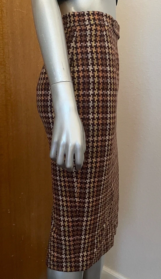 DAVID MEISTER Vestido Lápiz Mezcla de Lana Mujeres Cuadros Rodilla Larga Falda Forrada Talla 4 Foto 4 de 4