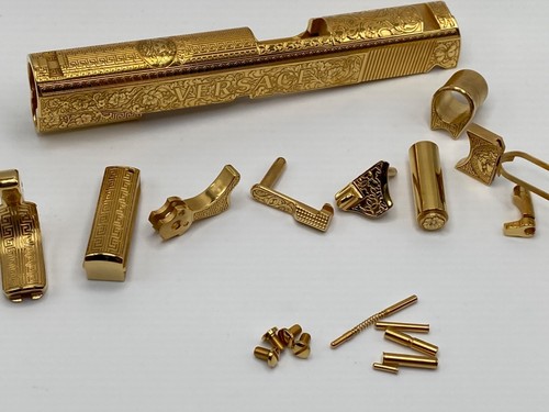 Deep laser engraved  1911 government slide and accent  kit 24k gold Versace kit - Picture 5 of 17