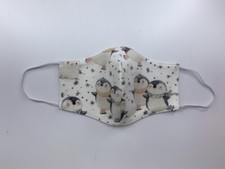 White Winter Penguins  Seals Cotton Face Mask, Double Layer, Filter Pocket