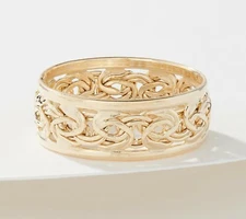 Polished Framed Byzantine Band Ring Real 14K Yellow Gold Sizes 5 6 7  QVC