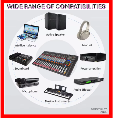 16-CHANNEL MIXER w/Bluetooth USB MP3 for DJ Studio Stage-Lowest 16 Channel Price - Picture 8 of 12