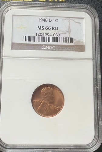 1948-D 1C Lincoln Wheat Cent NGC MS 66 RD