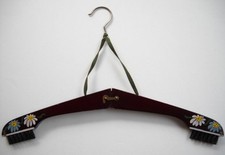 VINTAGE HAND-PAINTED WOODEN FOLDING SUIT, COAT CLOTHING HANGER LINT BRUSH, JAPAN