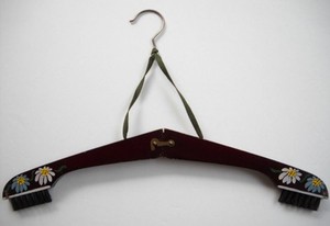 Details About Vintage Hand Painted Wooden Folding Suit Coat Clothing Hanger Lint Brush Japan