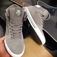 Supra Men's Vaider Skate grey shoe High Top 2023 HOT