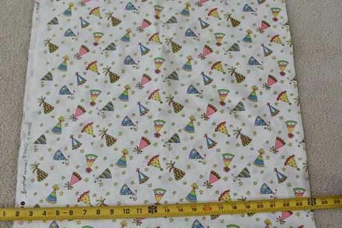 11" Long, Colorful Party Hats on White Quilt Cotton/FreeSpirit/Marna Hill,P7057 - Picture 3 of 6