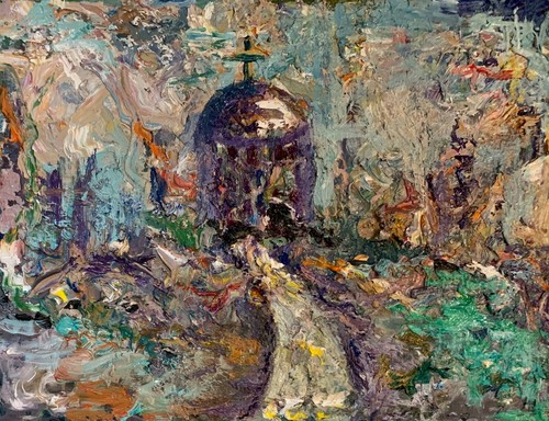 The City, 21,5 x 16,5, peinture à l'huile encadrée originale, art signé, par artiste - Photo 5 sur 24