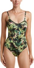 Lucky Brand Coastal Palms One Piece Swimsuit Black S