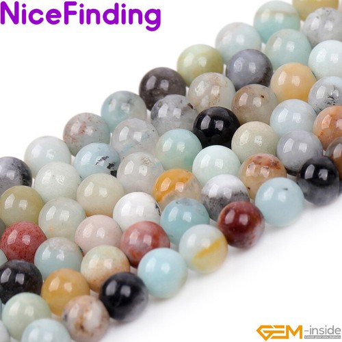 Cuentas redondas naturales de piedras preciosas de amazonita para hacer joyas cuentas sueltas hilo 15" - Imagen 5 de 41