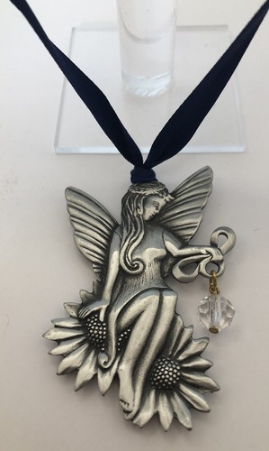 Gloria Duchin Inc Signed Pewter Fairy Angel W/Crystal Rhinestone Ornament USA - Picture 3 of 7