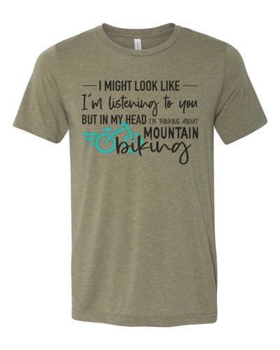 BIKING T SHIRT, Thinking About Mountain Biking, MOUNTAIN BIKING TEE, RIDING T - Picture 2 of 13